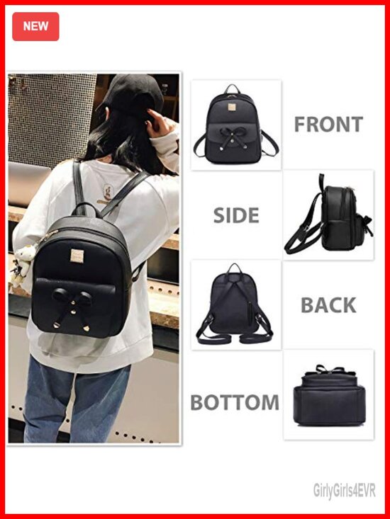 Mini Bowknot PU Leather Backpack 3-Piece Set with Shoulder Bag and Card Wallet main image 6